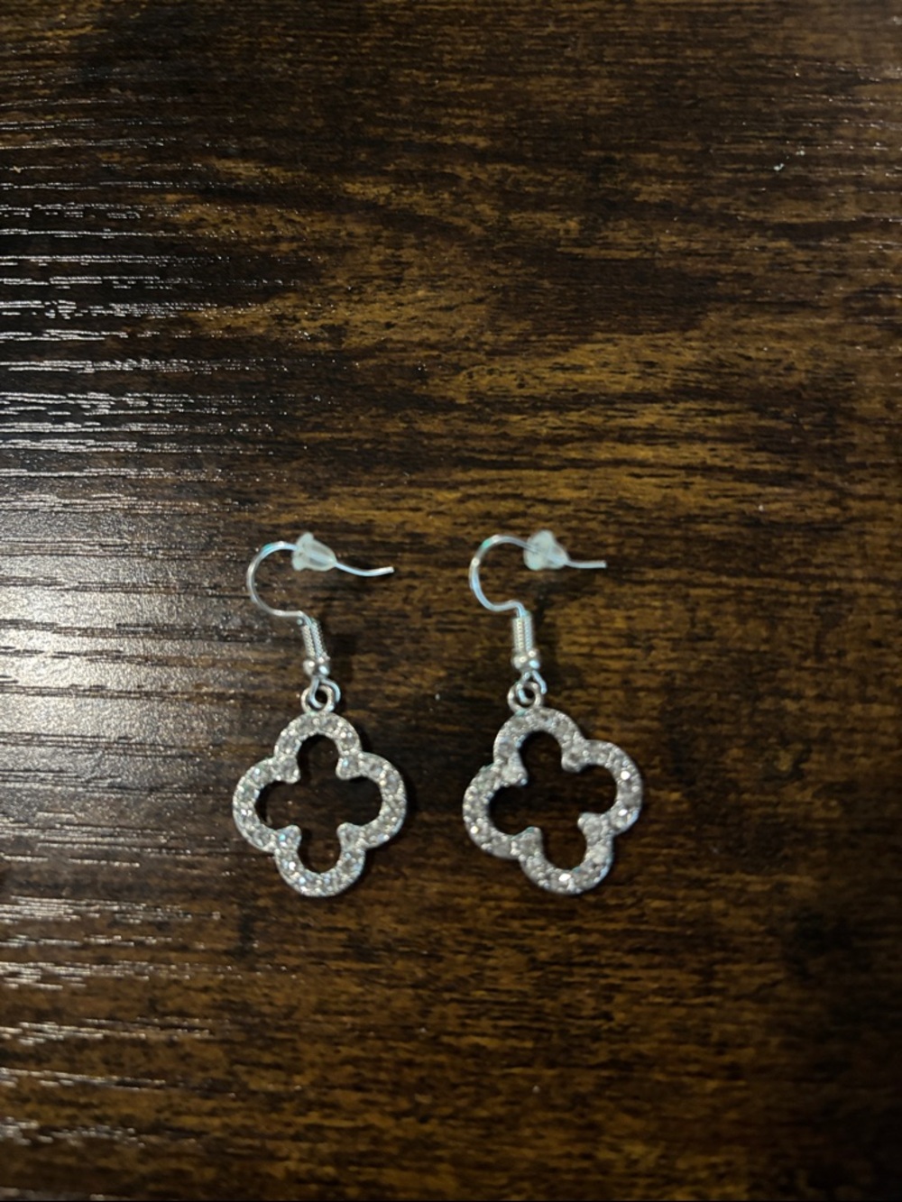 Silver-tone Crystal Clover Drop Earrings - Women's Jewelry